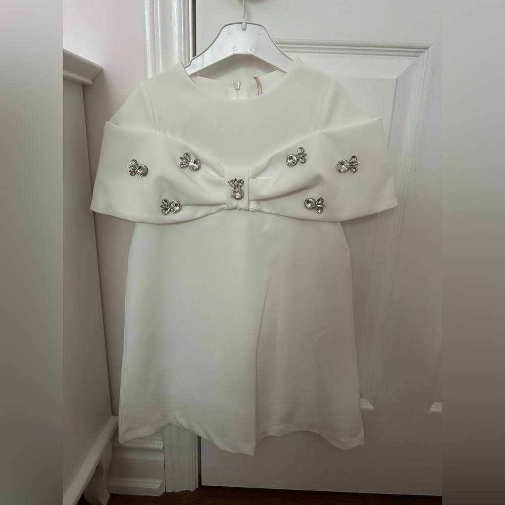 NWT Patachou 5t Elegant White Kids Dress with Embellishments